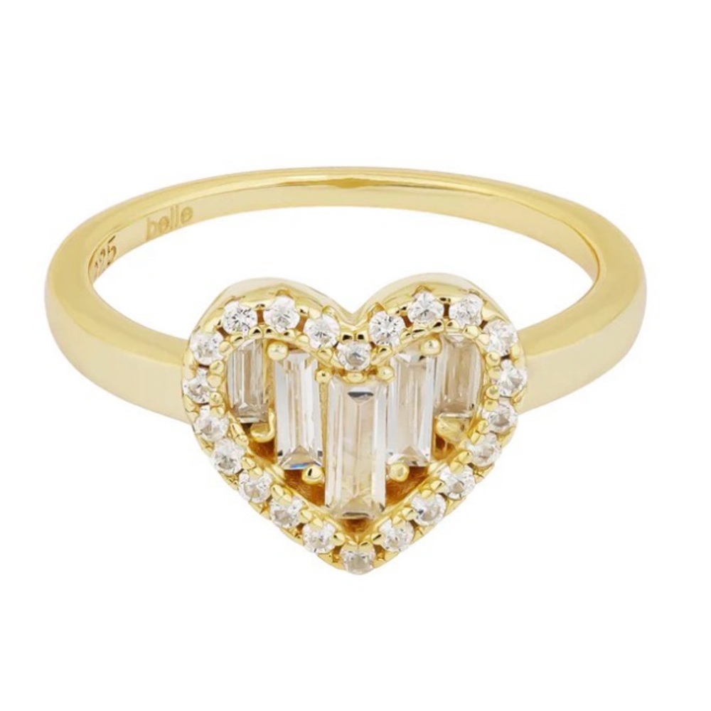 14k Gold Vermeil Over 925 Sterling Silver Heart Cubic Zirconia Ring - Size 8